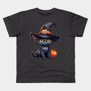 Cute Halloween Black Cat Kids T-Shirt